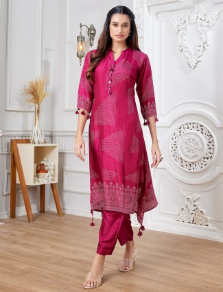 Beautiful wine russian silk kurti set
