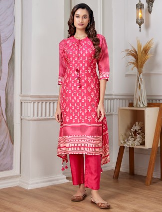 Latest rani color printed kurti set