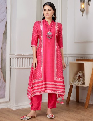 Awesome rani color kurti set in russian silk