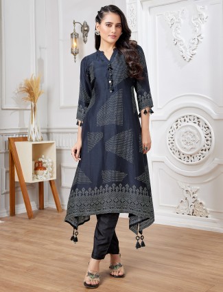 Stunning black russian silk kurti set 