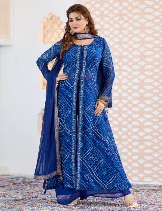 Georgette blue palazzo salwar suit
