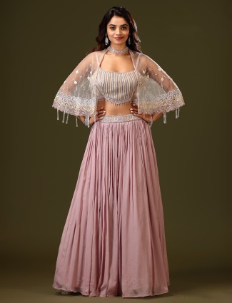 Elegant onion pink georgette lehenga salwar suit