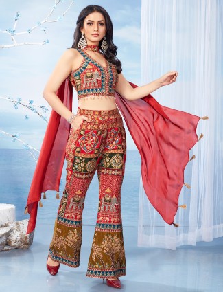 Latest red silk palazzo salwar suit