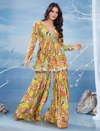 Georgette multi color sharara salwar suit