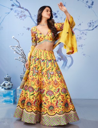 Mustard yellow lehenga choli in silk