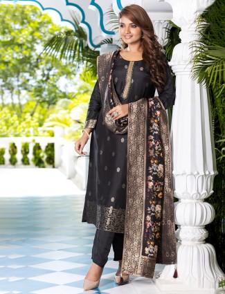 Newest black silk salwar suit