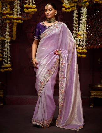 Trendy lilac purple saree for wedding
