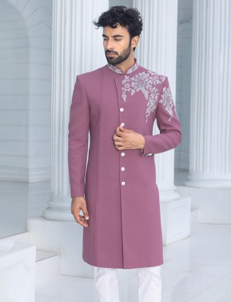 Terry rayon powder pink Indowestern for man