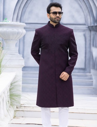 Reception wear wine Indowestern for man