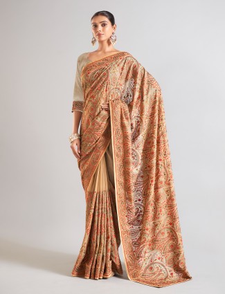 Latest grey linen saree