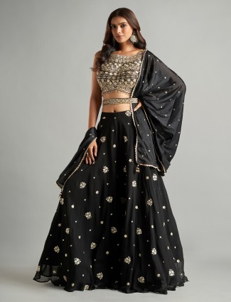 Newest black georgette palazzo salwar suit