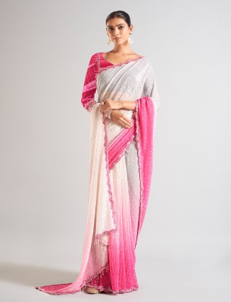 Beautiful pink sequins saree
