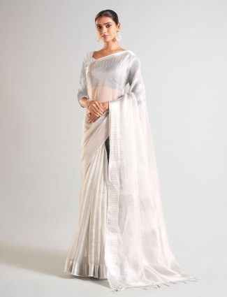 Stunning grey zari weaving saree
