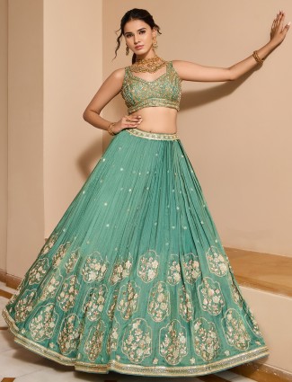 Amazing pista green lehenga choli