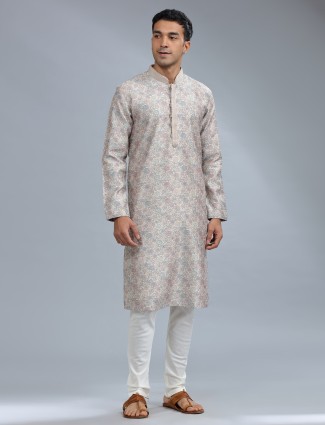 Elegant grey kurta pajama in silk
