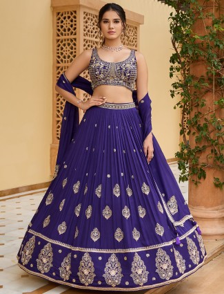 Amazing dark purple silk lehenga choli