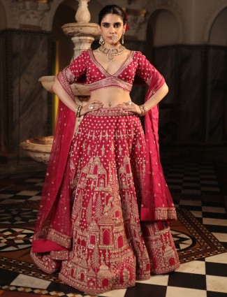 Newest magenta lehenga choli in raw silk