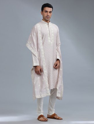 Lilac purle silk kurta suit