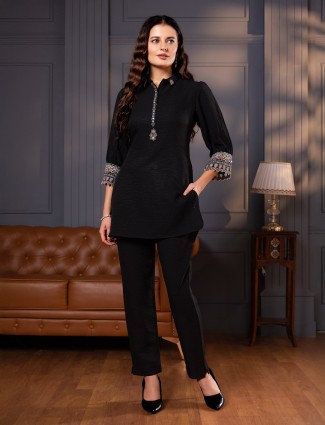 Classy black cotton co ord set