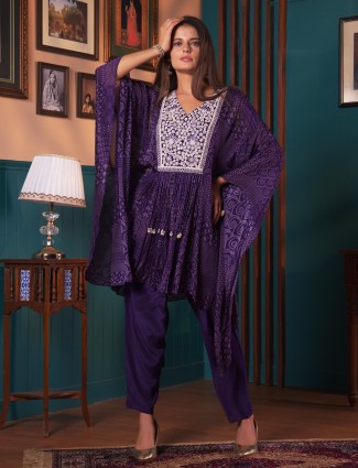 Latest dark purple silk co ord set