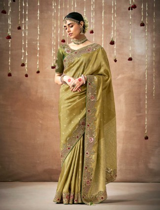 Latest olive dola silk saree