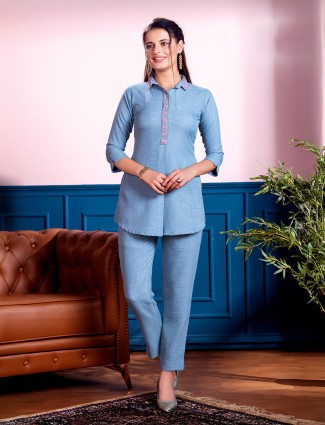 Tendy blue cotton co ord set