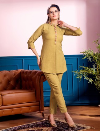 Elegant mustard yellow cotton co ord set