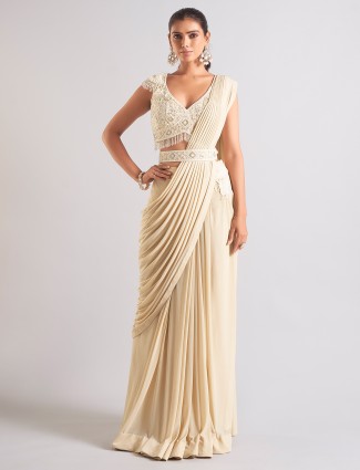 Latest beige georgette saree