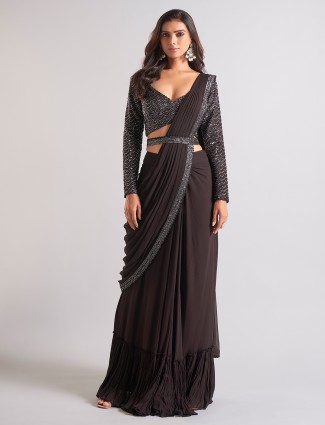 Elegant black georgette saree