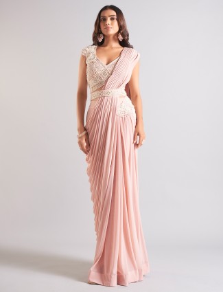 Stunning pink saree in georgette