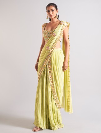 Light purple silk palazzo suit with sequins embellishment