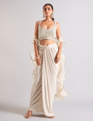 Latest off-white indowestern in satin