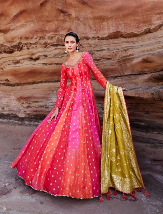 Exclusive multi color anarkali salwar suit