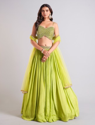 Light green georgette lehenga choli for wedding