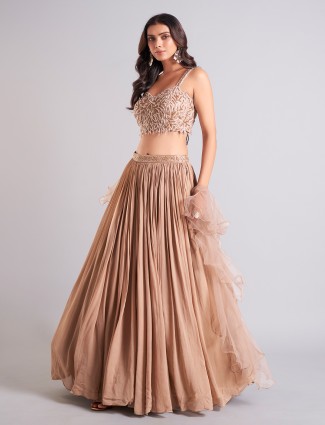 Amazing beige georgette lehenga choli 