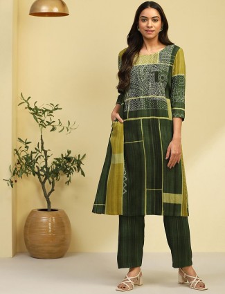 BIBA dark green cotton printed kurti