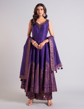 Latest dark purple palazzo salwar suit