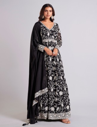 Black georgette anarkali salwar suit