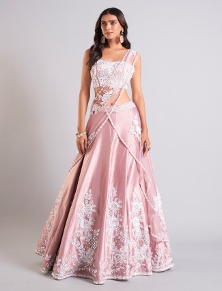 Trendy pink lehenga choli in silk