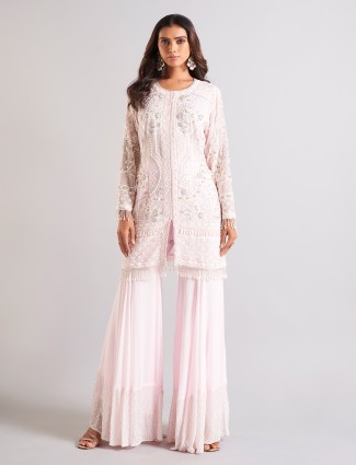 Georgette lilac purple palazzo salwar suit