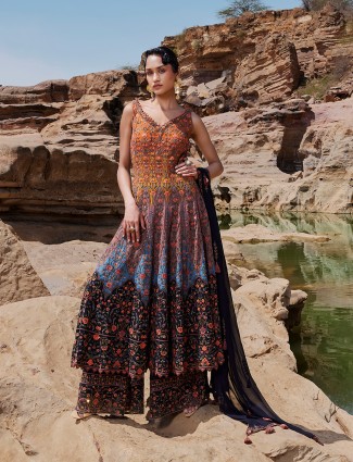 Georgette multi color palazzo salwar suit