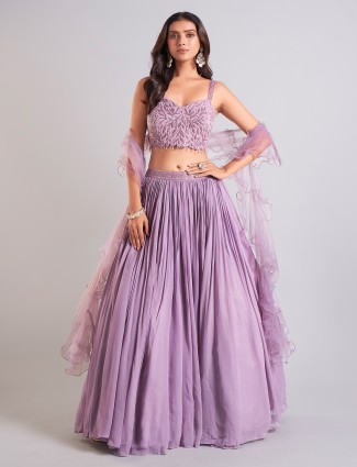 Stylish lilac purple lehenga choli with dupatta