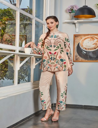 Beautiful peach silk kurti set