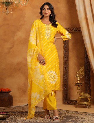 Stunning yellow kurti set in cotton silk