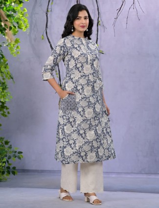 Gorgeous cotton blue kurti set