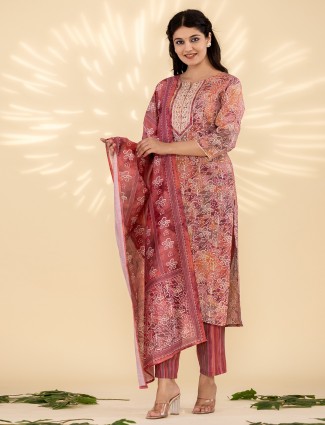 Awesome brown printed casual kurti set