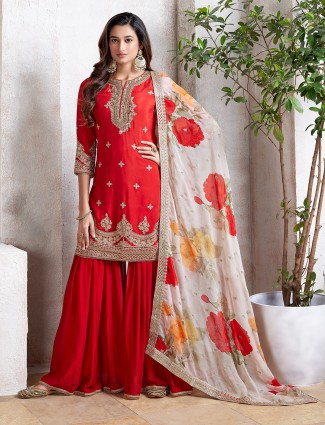 Beautiful red sharara salwar suit