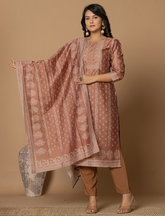Awesome light brown kurti set for festive