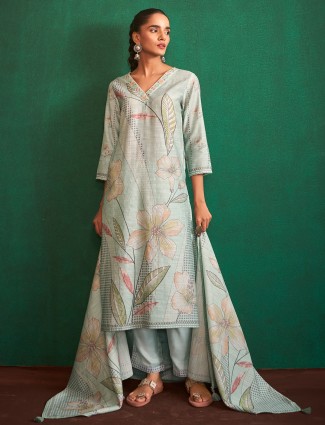 Beautiful printed light green kurti set