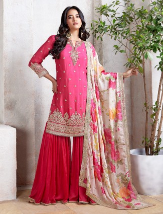 Newest pink sharara salwar suit